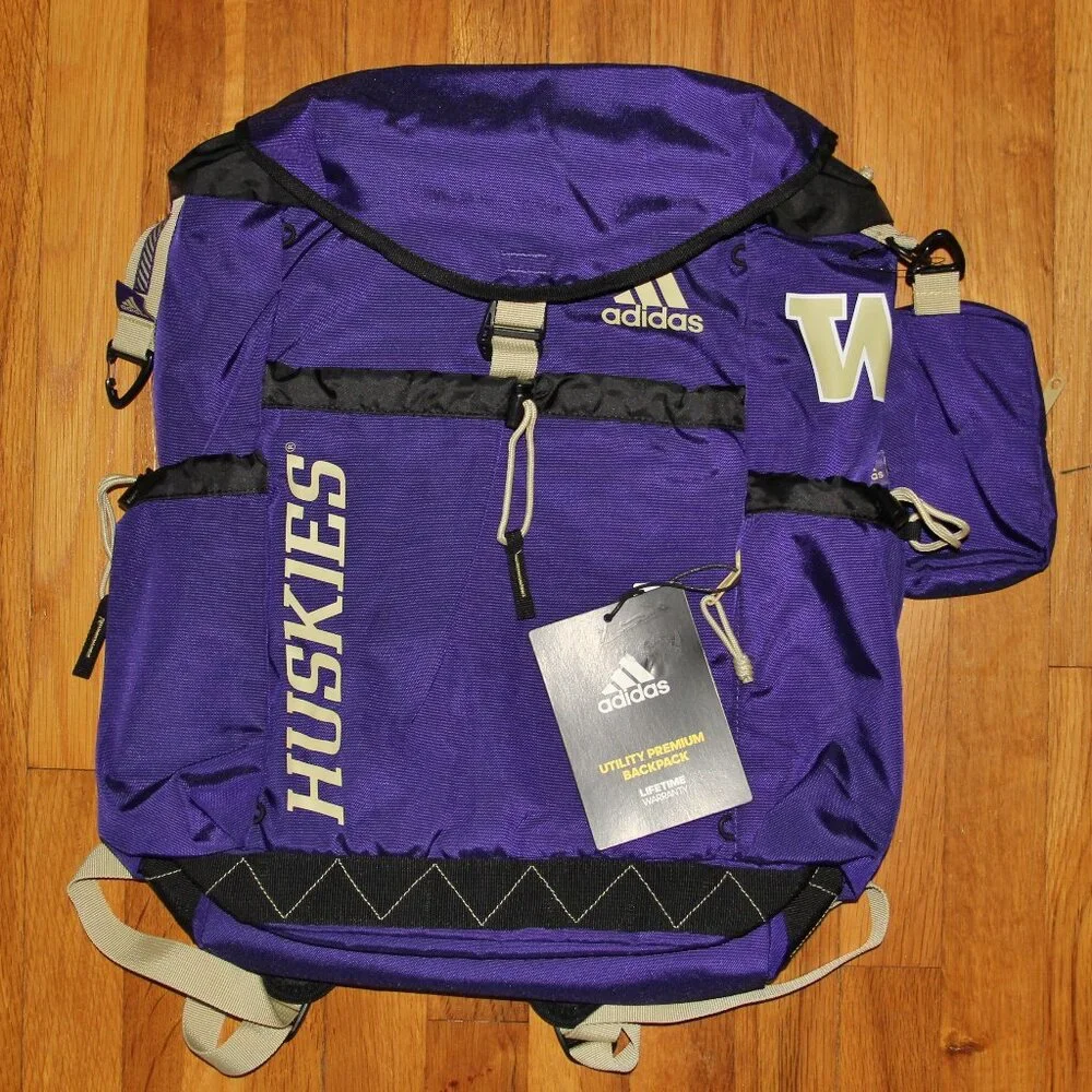 Adidas Washington Huskies Utility Premium Backpack Purple Gold